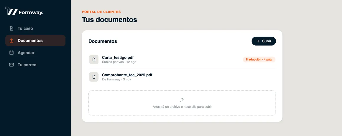 Vista de Documentos en el portal